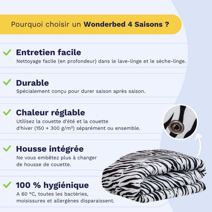 Zelesta Wonderbed 4 Saisons Double - Peau de Zèbre