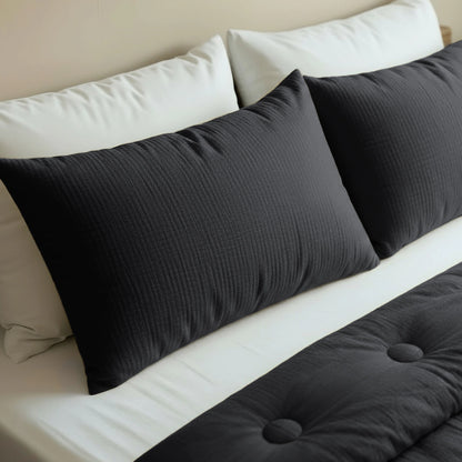 Zelesta Japandibed Taies d'Oreiller Mousseline de Coton - Set de 2 - Anthracite