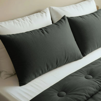 Zelesta Japandibed Taies d'Oreiller Mousseline de Coton - Set de 2 - Vert