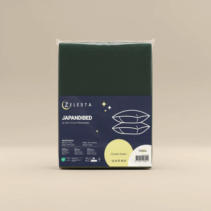 Zelesta Japandibed Taies d'Oreiller Mousseline de Coton - Set de 2 - Vert