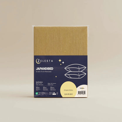 Zelesta Japandibed Taies d'Oreiller Mousseline de Coton - Set de 2 - Ocre