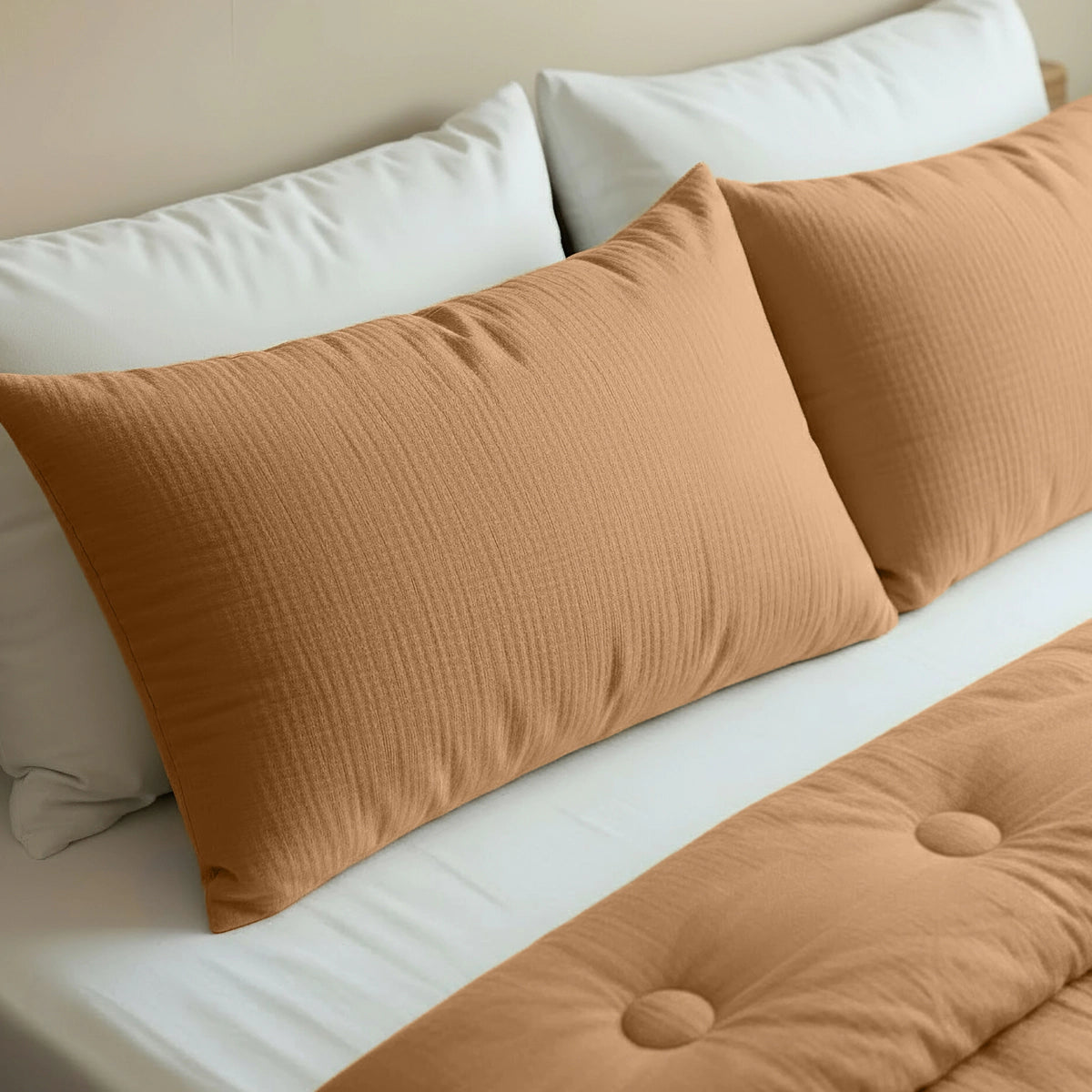 Zelesta Japandibed Taies d'Oreiller Mousseline de Coton - Set de 2 - Terracotta