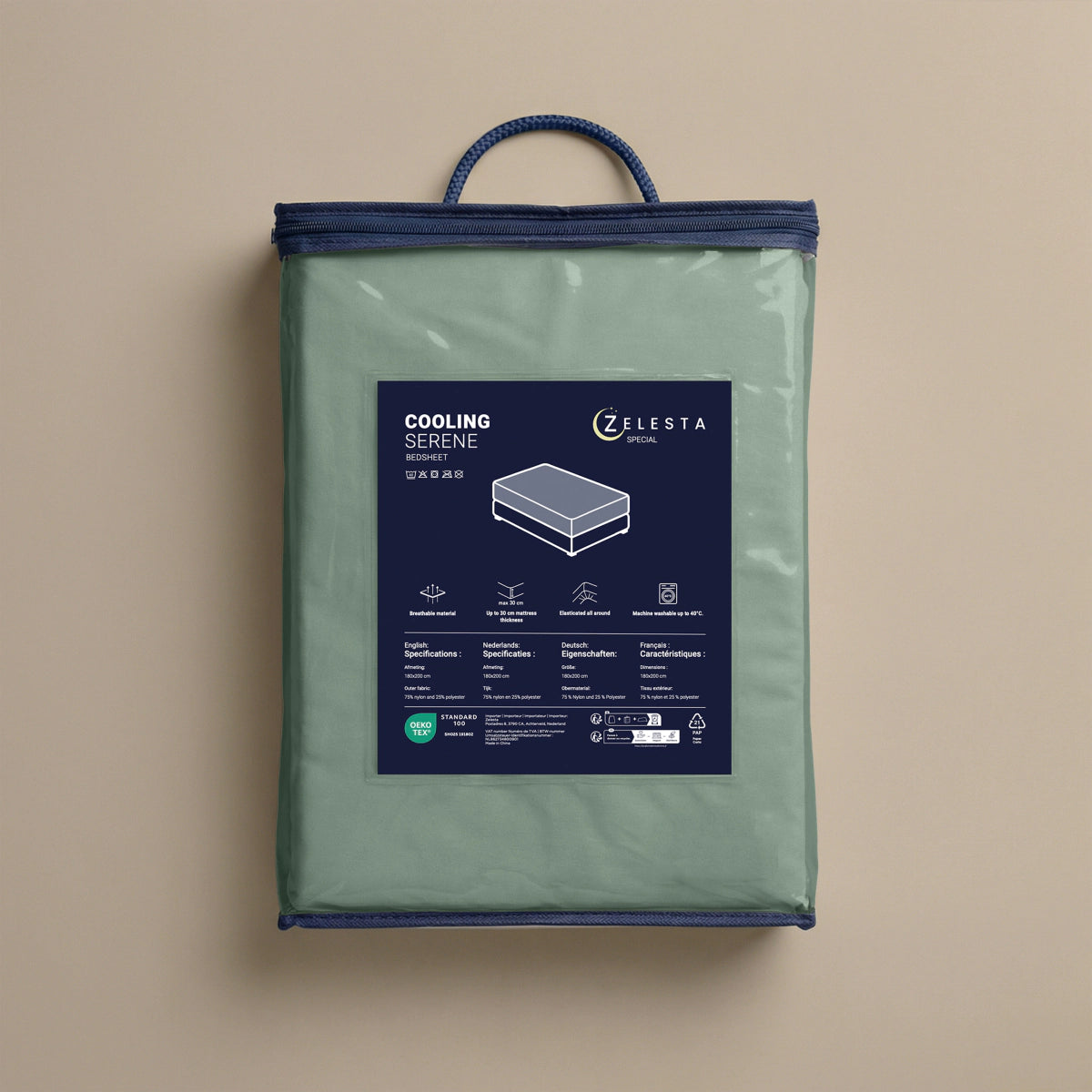 Zelesta Spécial Fraîcheur Sereine Drap-Housse - Vert Sauge