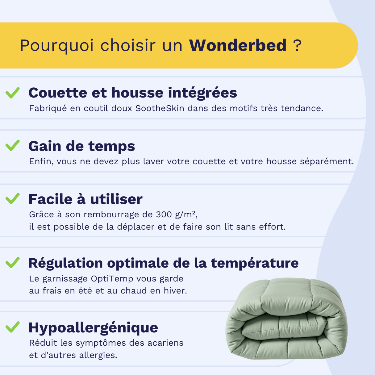 Zelesta Wonderbed Coton - Vert Naturel