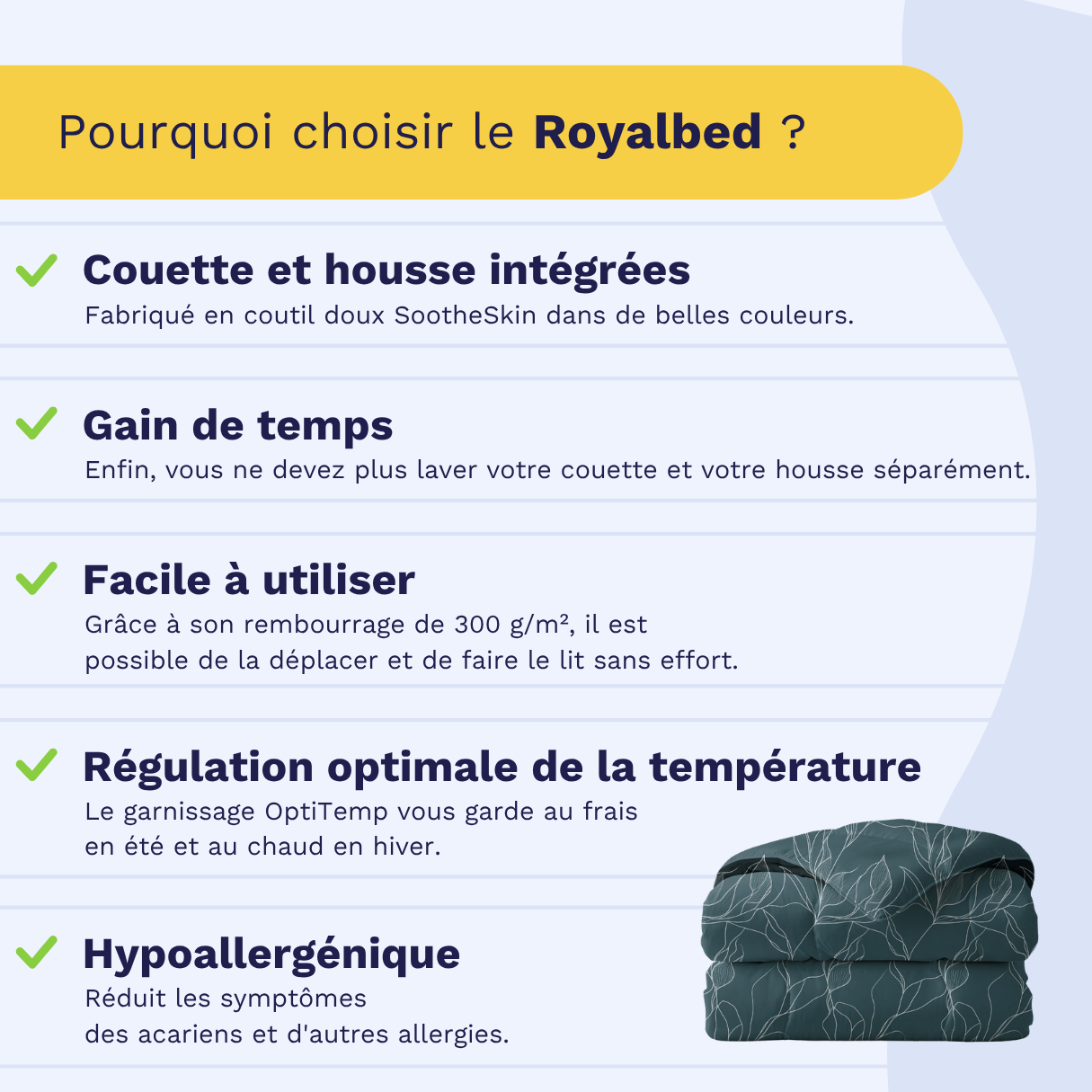 Zelesta Royalbed Coton - Feuilles Blanches