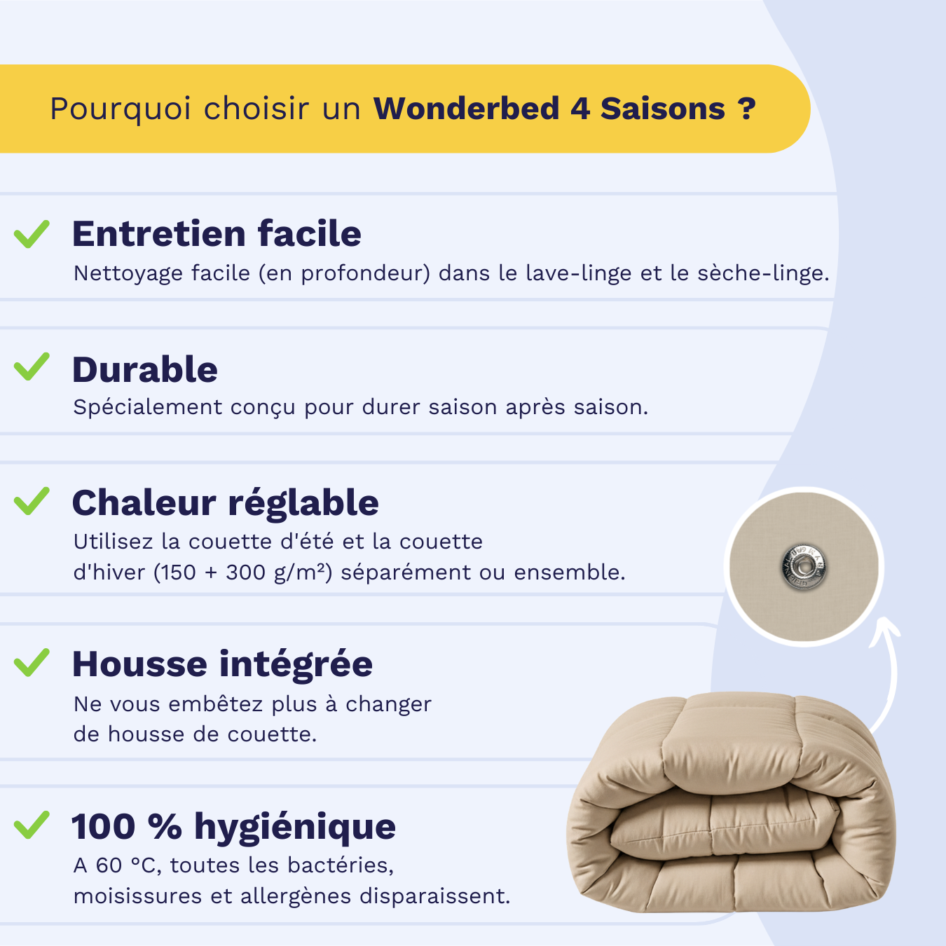 Zelesta Wonderbed 4 Saisons Double - Sable Chaud